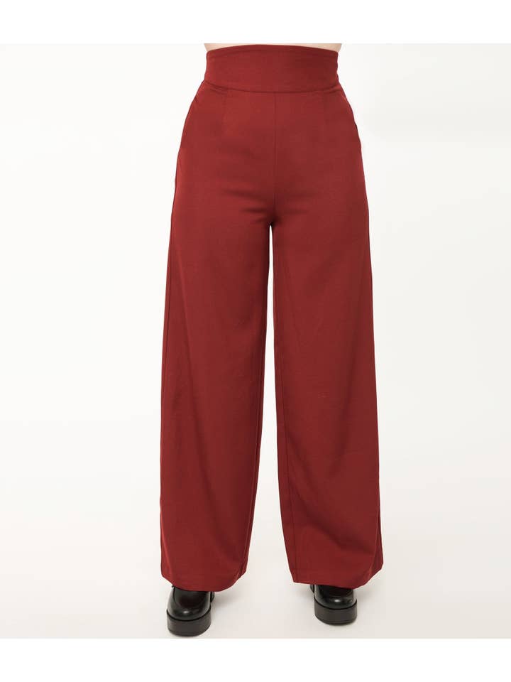 Unique Vintage - Wholesale Pants - Women's - Unique Vintage 1940s Merlot High Waist Pants