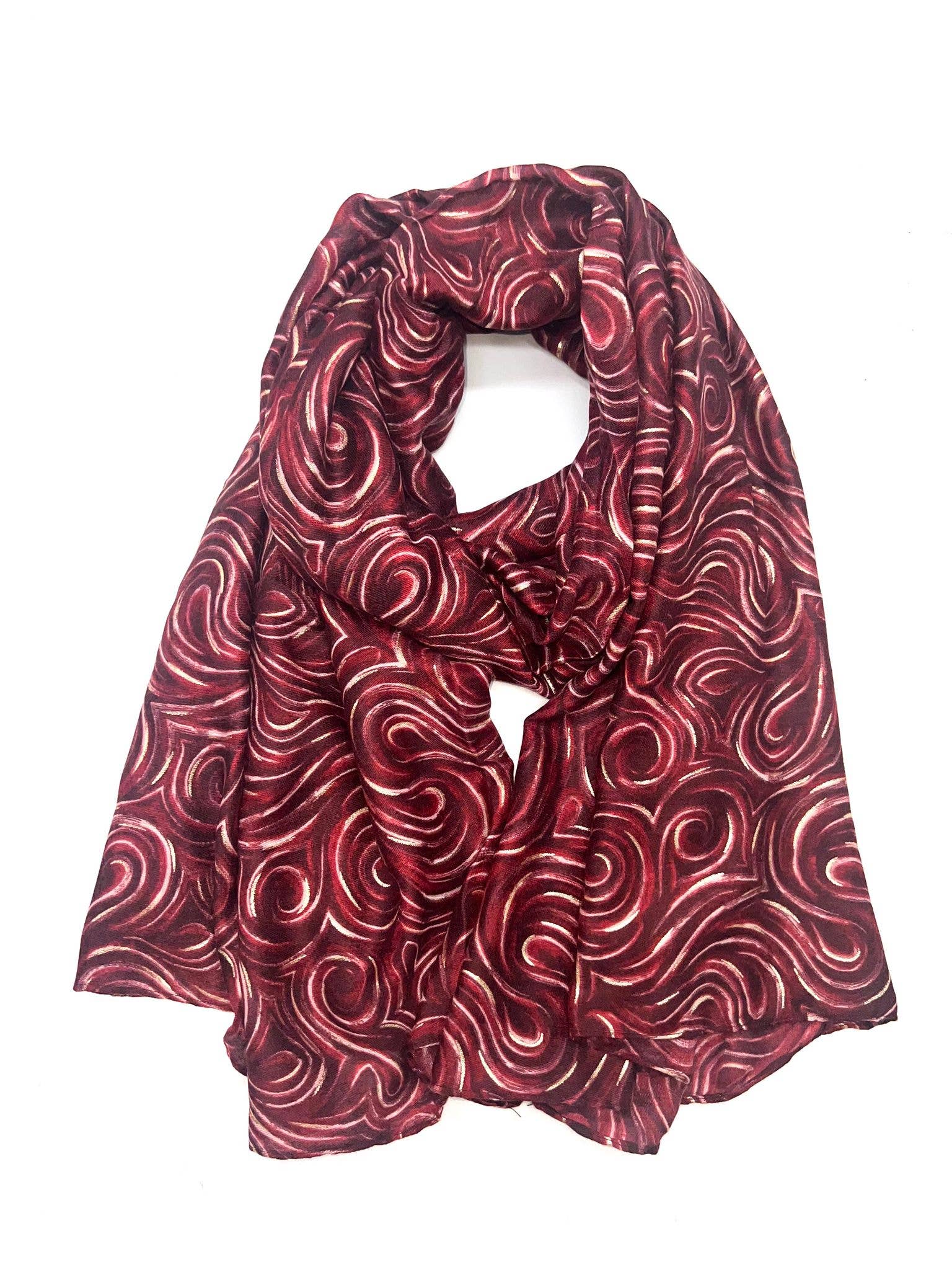 LINETA - Vendita all'ingrosso Sciarpa - Donna - HH-279 Sciarpa stampata motivo a spirale con doratura2