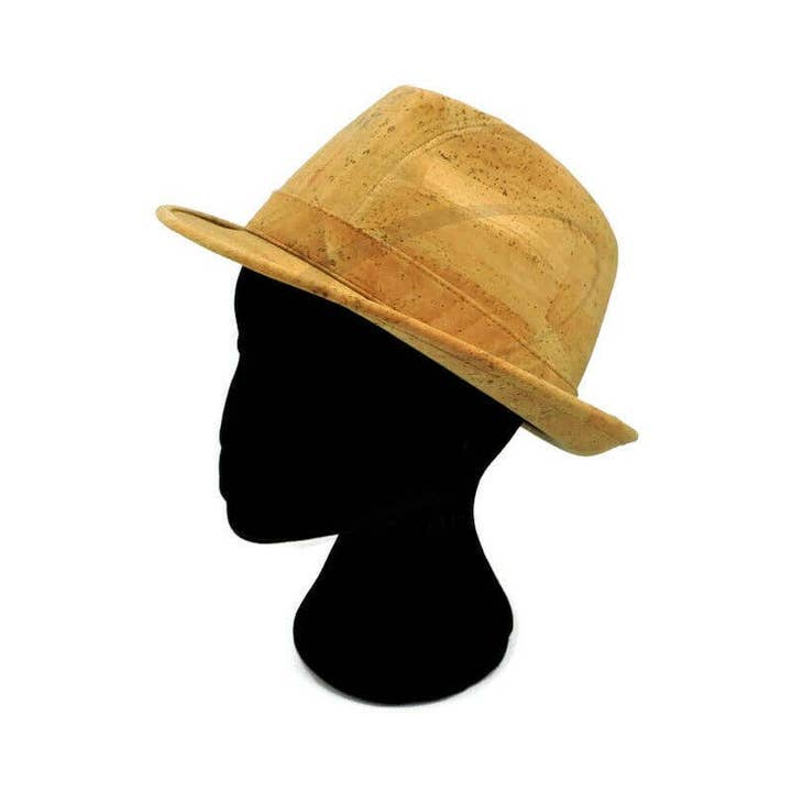 Cork Trilby Hat and Vegan Leather Hat in Natural for wholesale on Faire