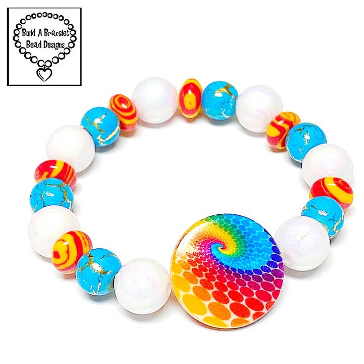 Bracelet raz-de-marée tie dye Groovy ☮️ pour la vente par Build A Bracelet Bead Designs