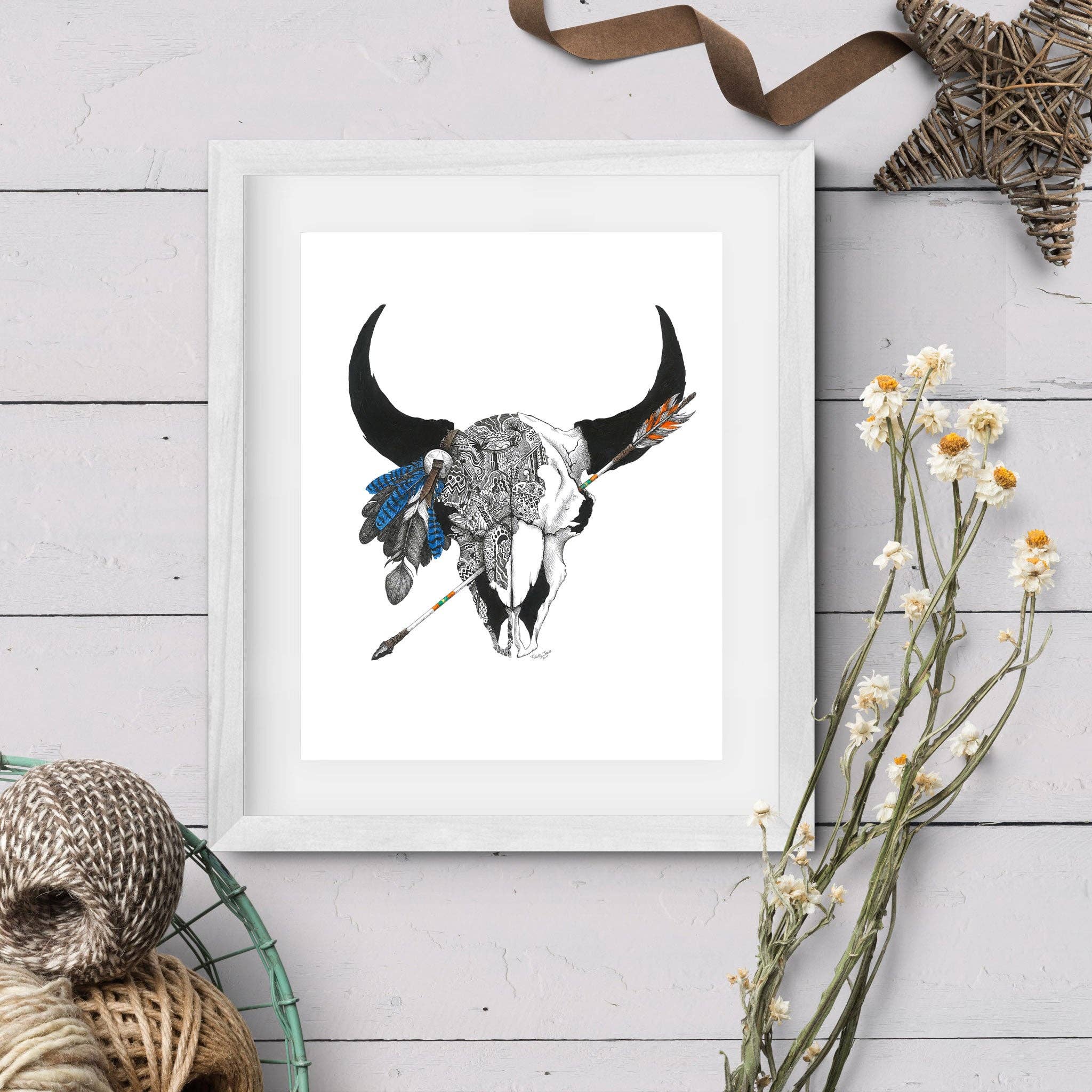 FJ Creations - Wholesale Art Print - Courage (Bison Skull) - Fine Art Print4