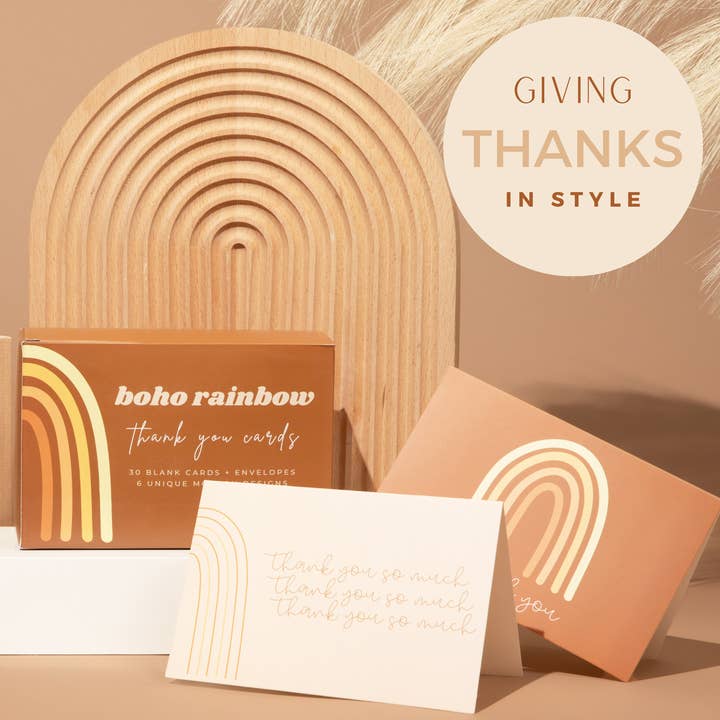 Rainbow Boxed Thank You Cards Bulk | 30 Pack with Envelopes for wholesale by Lain & Lou