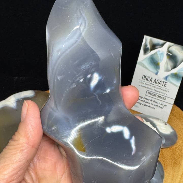 The 7 Directions - Wholesale Spiritual Stone/Crystal - 5 pc Orca agate bowl free form palm stone F3497