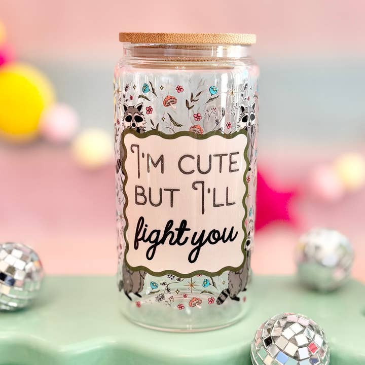Je suis mignon mais je vais te combattre verre en boîte pour la vente par HandCrofted