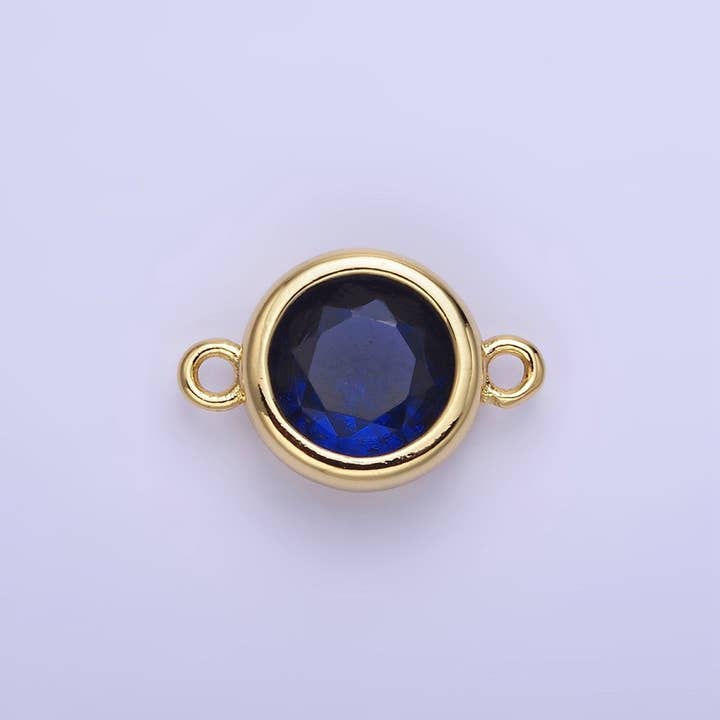 Aim Eternal - Wholesale Individual Charm/Pendant - 14K Gold Filled Birthstone CZ Round Bezel Connector | G937 - G94412