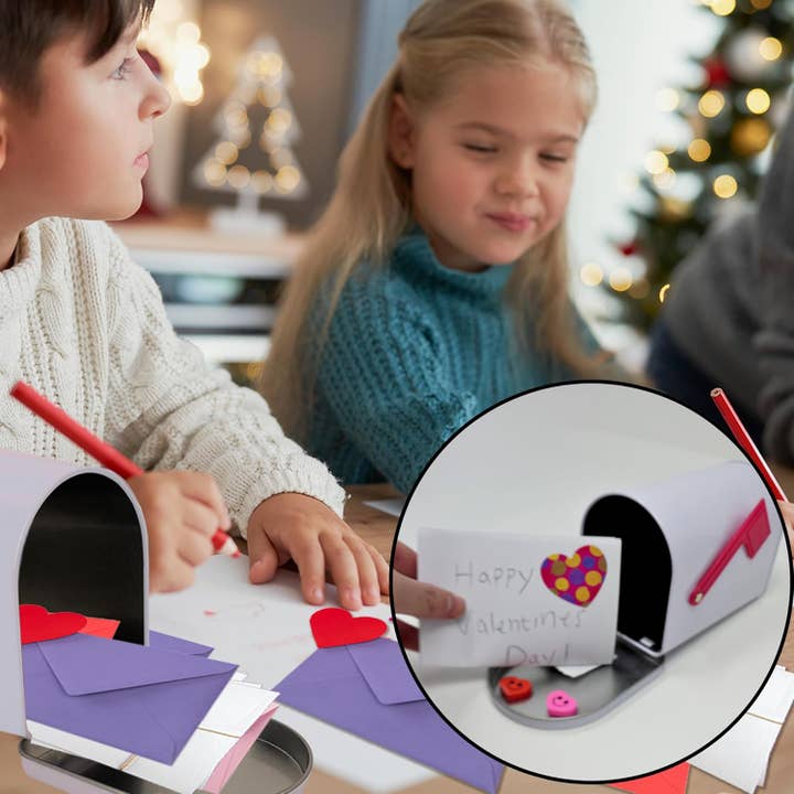 4E's Novelty - Wholesale Mailbox - Valentine's Day Mini Tinplate Mailbox - Kids Card & Gift Storage Box4