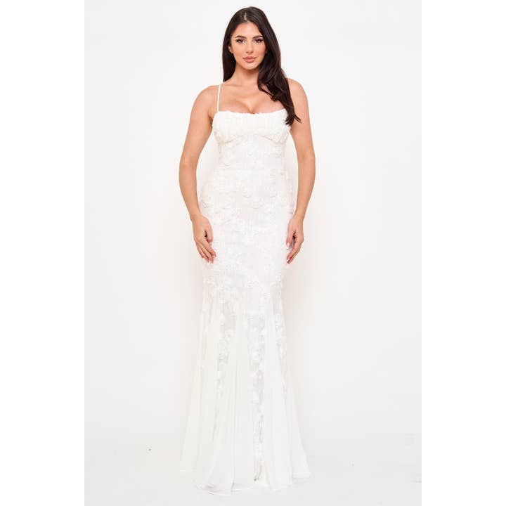 Robe sirène à silhouette rosette pour la vente par Esmeray Clothing