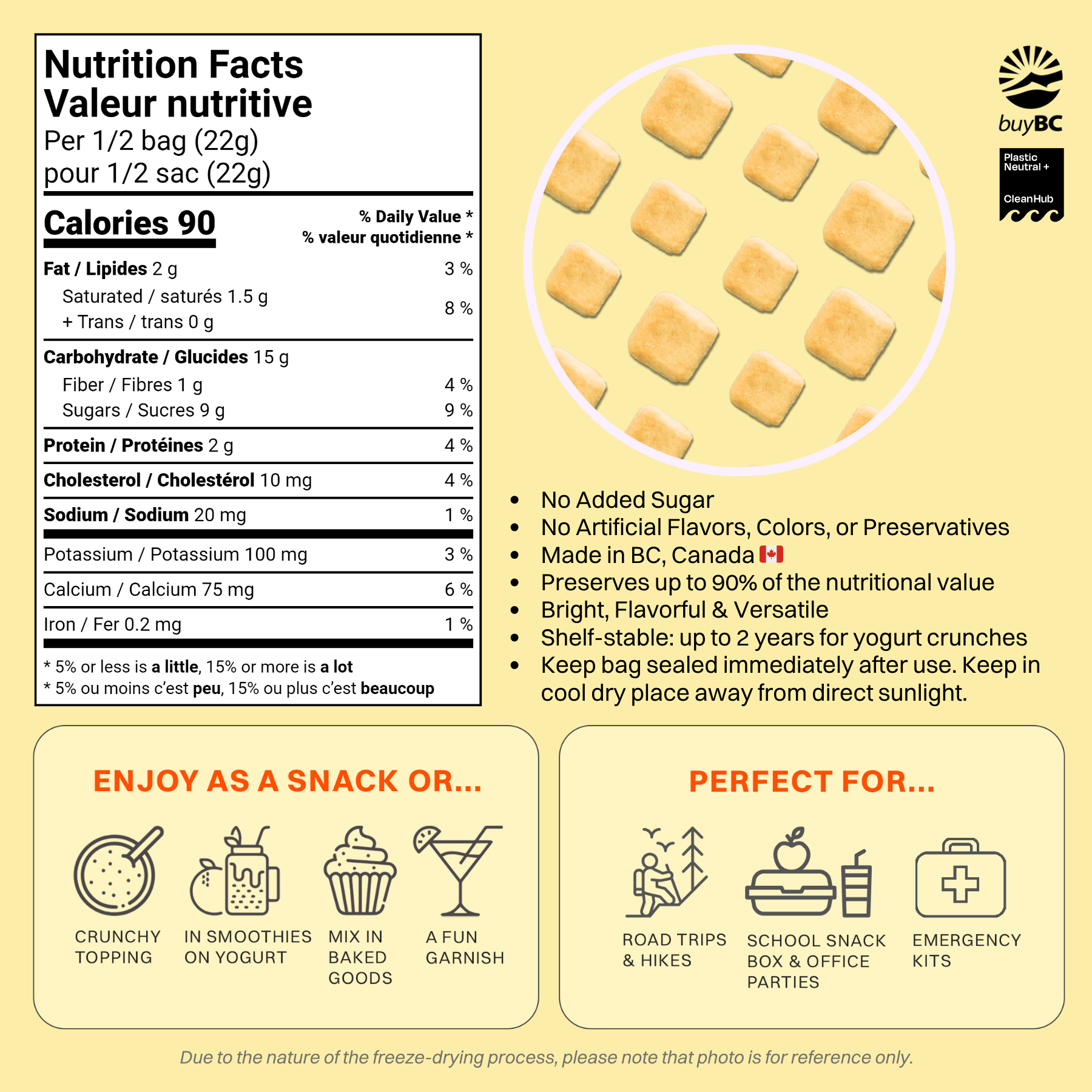 OHME! Foods – wholesale Dried/dehydrated fruit – Freeze-Dried Mango Yogurt Crunch2
