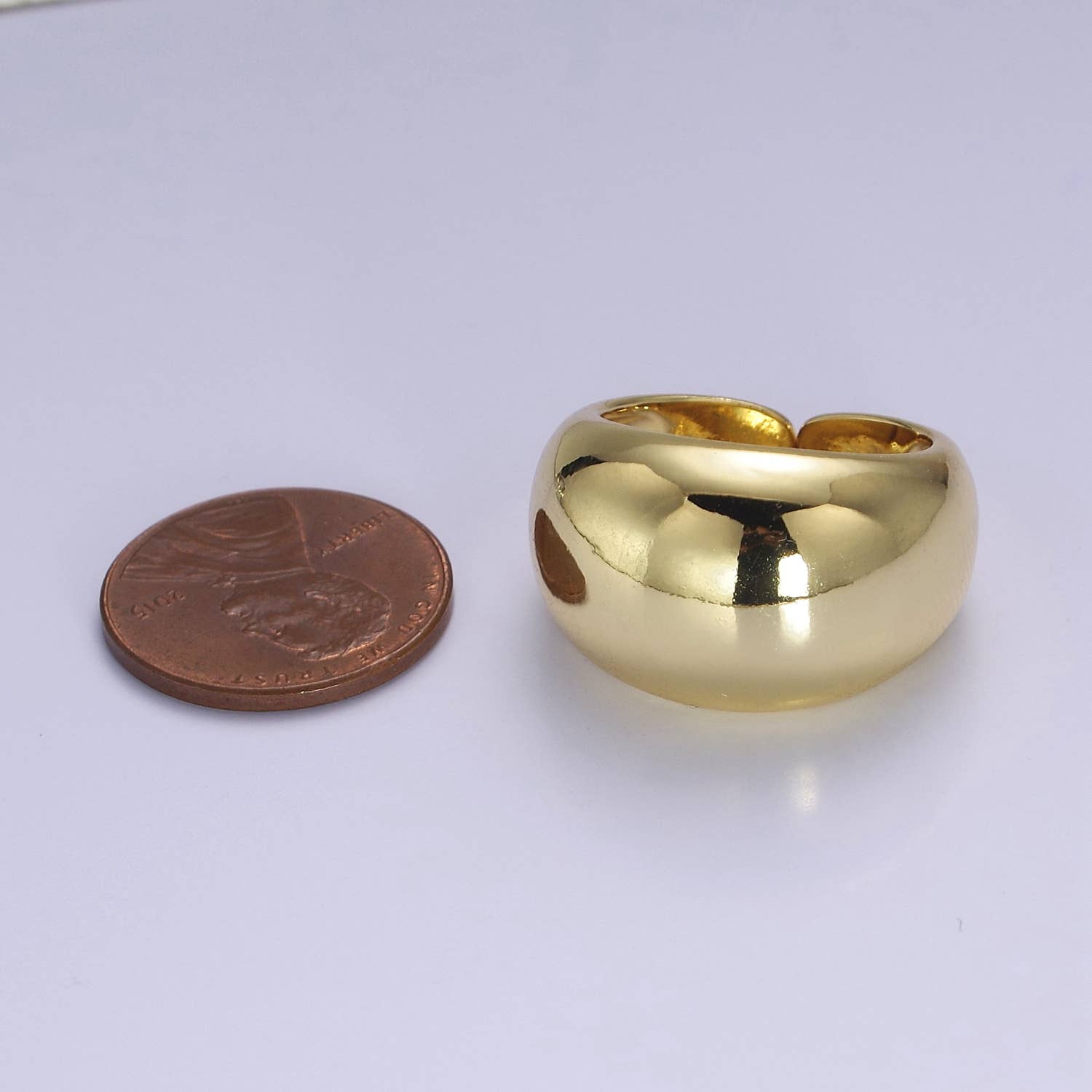 Aim Eternal - Wholesale Cocktail/Statement Ring - Plain Gold/Silver Chunky Adjustable Dom Ring O2101 O21025