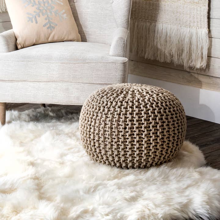 nuLOOM - Wholesale Pouf - Bruges Knit Cotton Solid Round Filled Ottoman Pouf