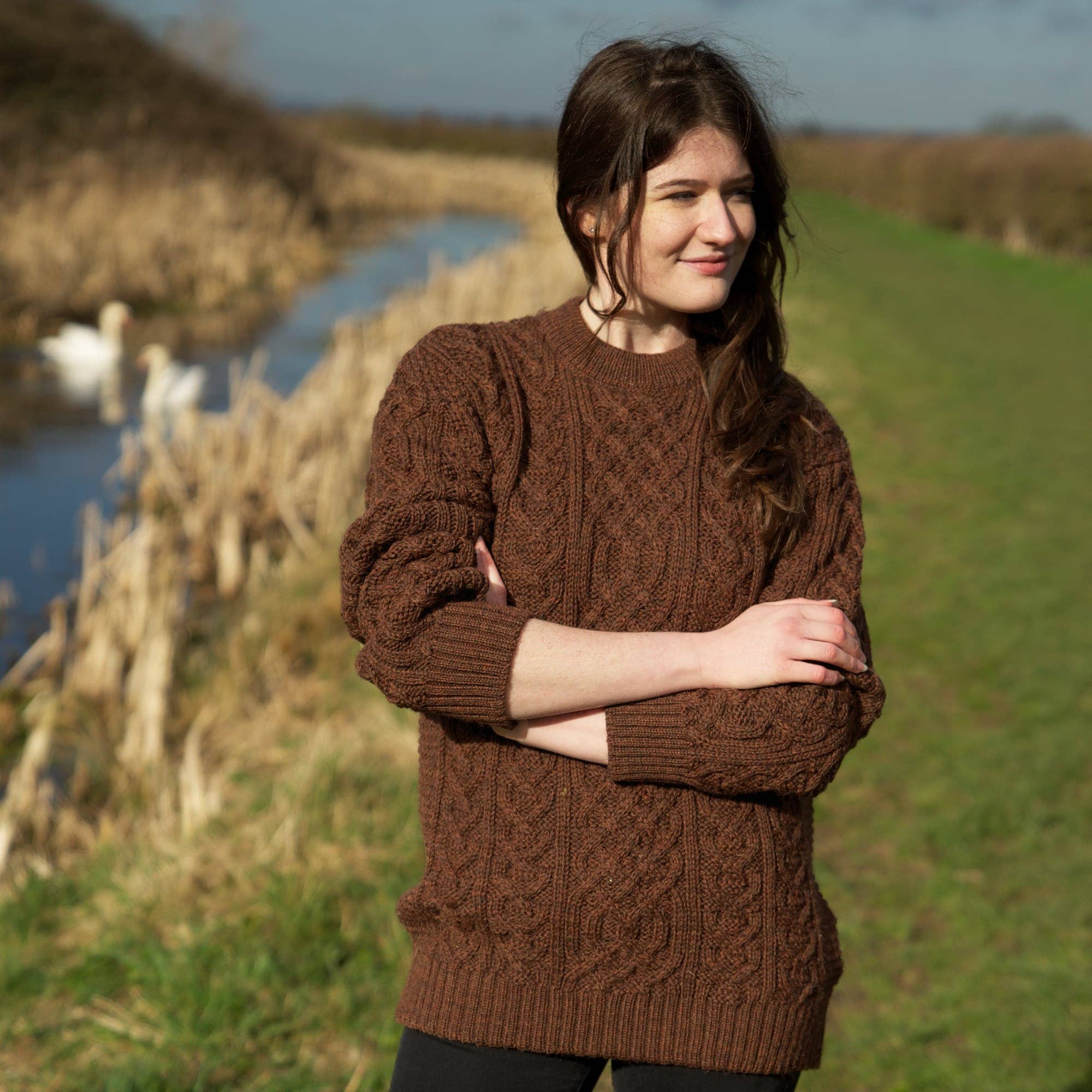 Mars Knitwear - Wholesale Pullover-trui - Uniseks - British Wool Aran kabeltrui - sablebruin3