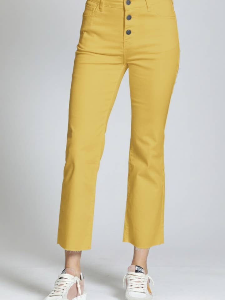 Cropped Straight Leg Jean With Exposed Buttons - Popcorn
for wholesale by APNY