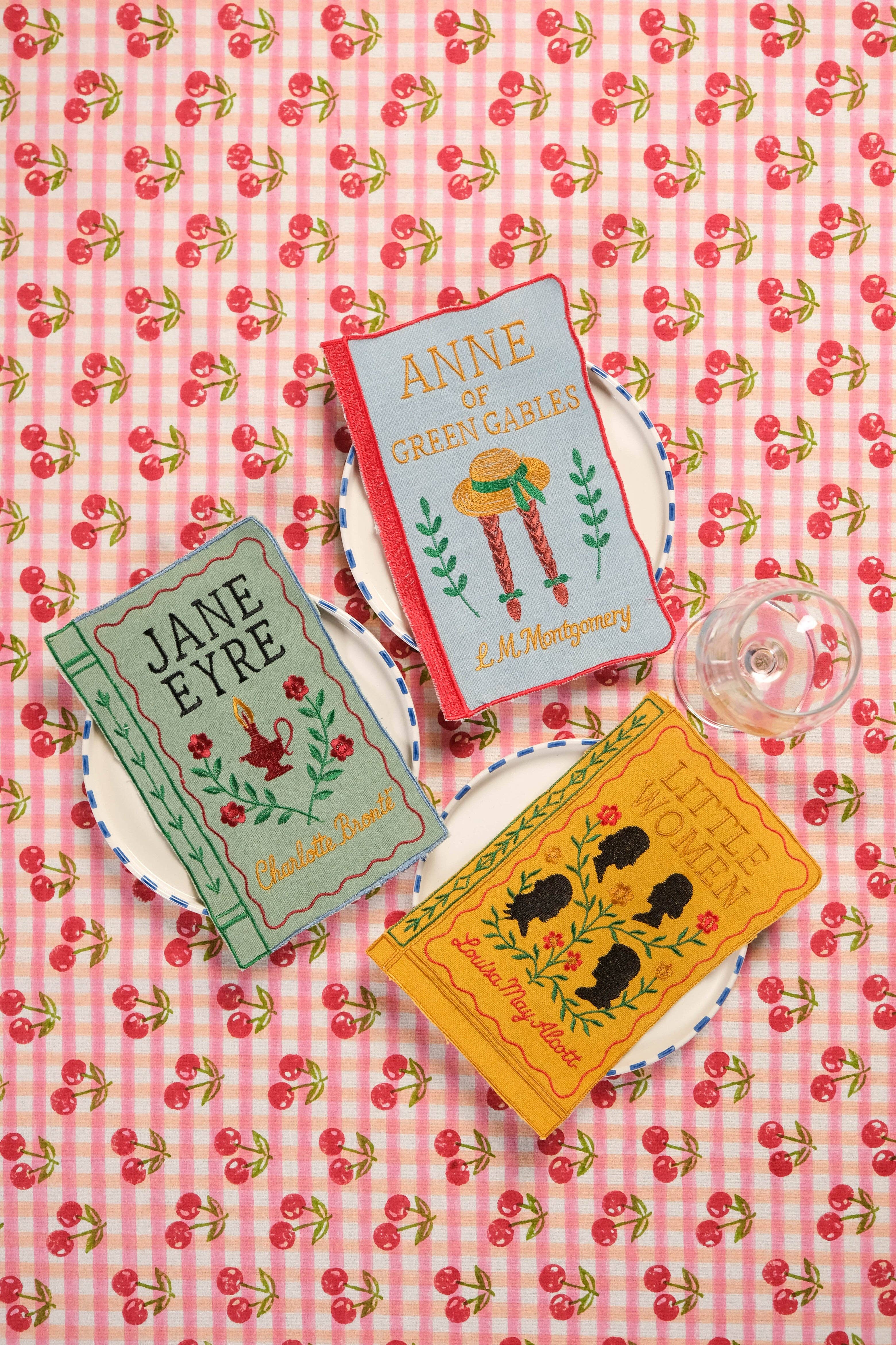 Inner Child - Wholesale Dinner & Cloth Napkin - Literary Heroines Embroidered Cocktail Napkins, Set of 41