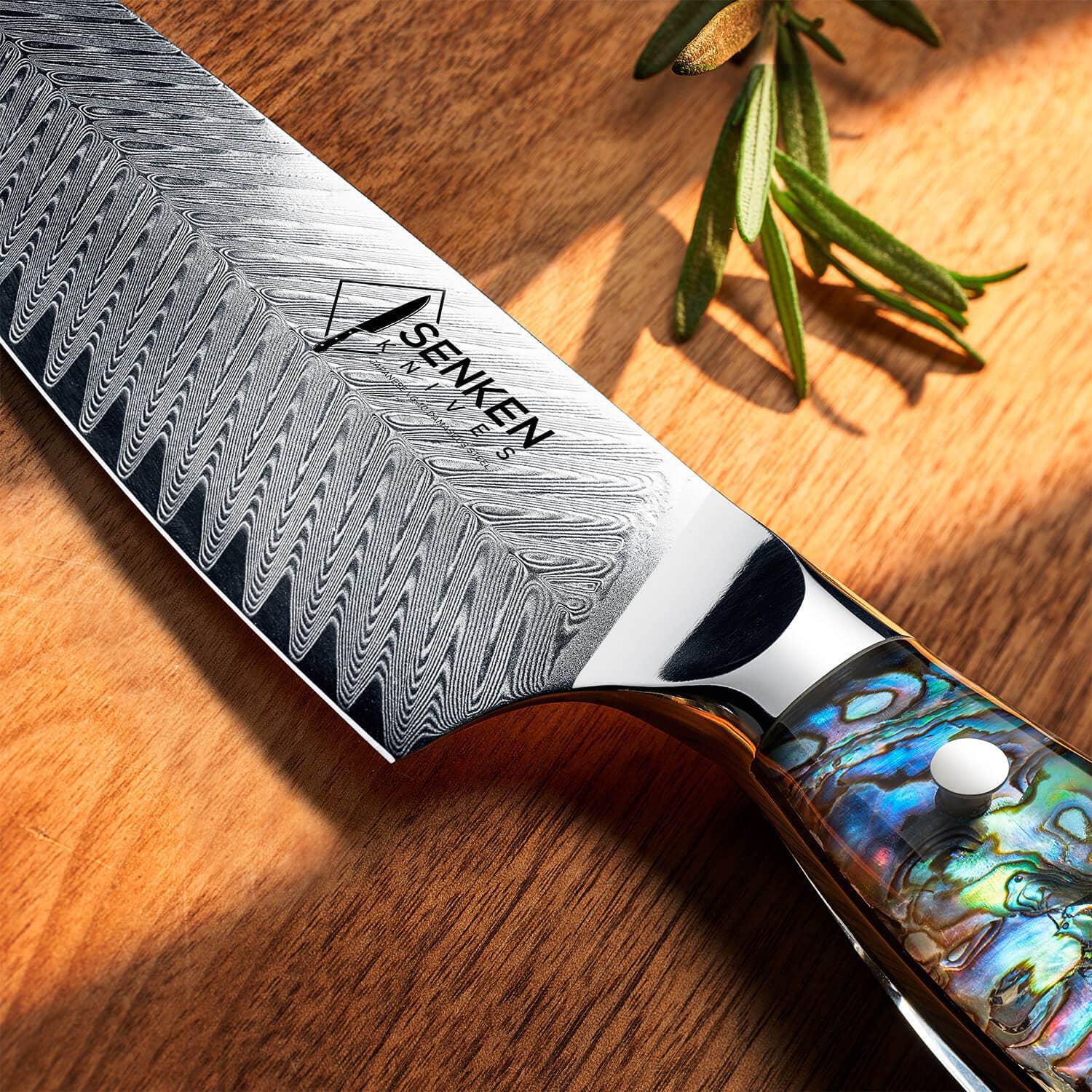 Senken Knives - Wholesale Knife Set - 5-Piece Japanese Damascus Steel Knife Set w/ Abalone Shell8