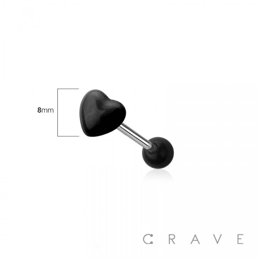 CRAVE - Wholesale Nipple Ring - ACRYLIC HEART 316L SURGICAL STEEL TONGUE BARBELL4