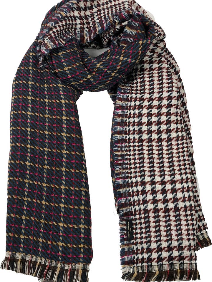 Brown Tartan Pattern Blanket Scarf for wholesale by Rayz Intl