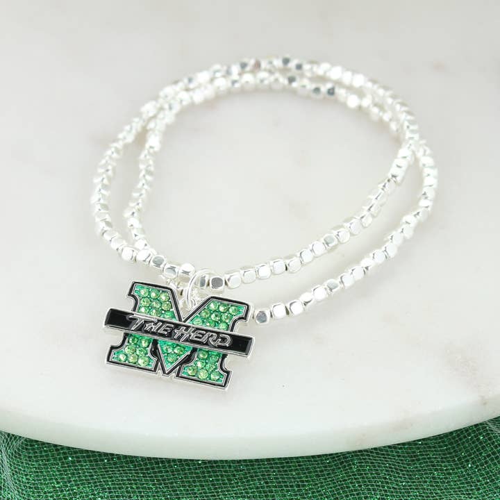 Marshall Crystal Logo Stretch Bracelet for wholesale by Seasons Jewelry
