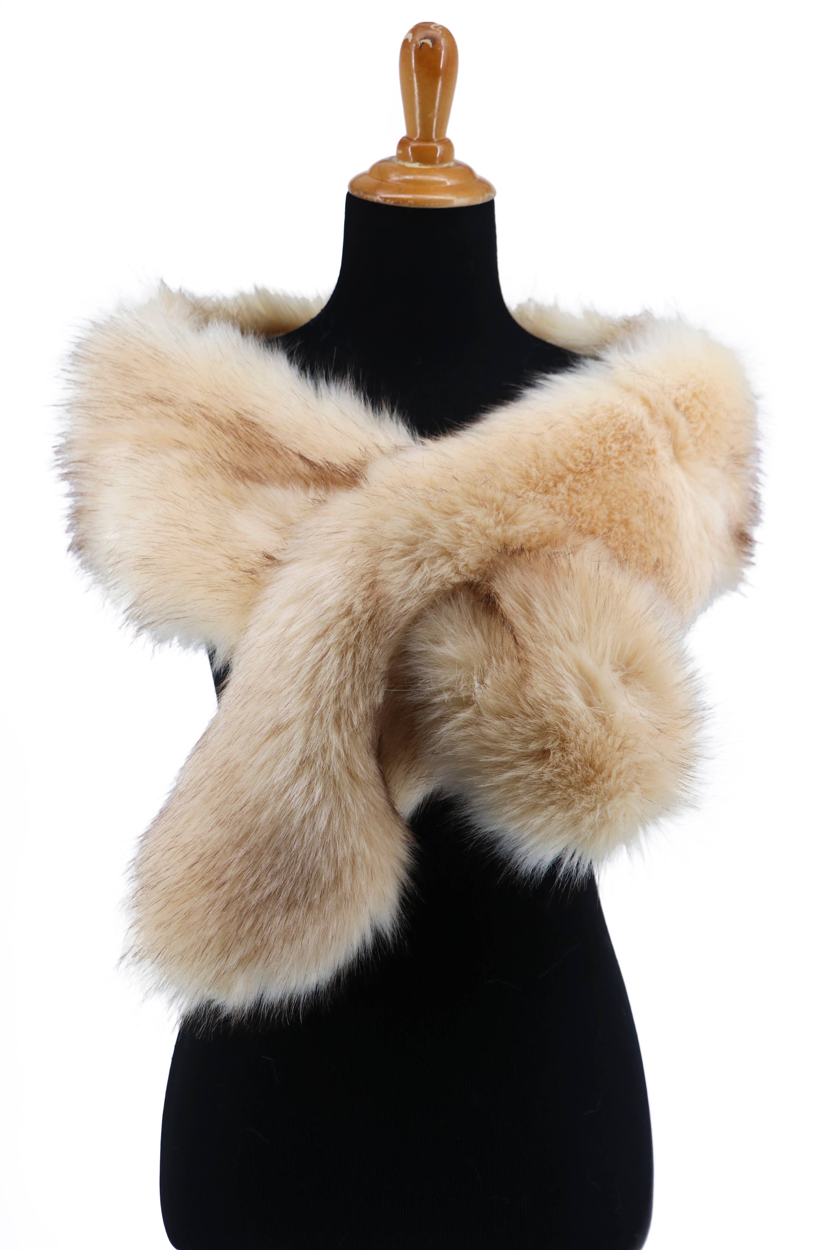 Western Fashion - Wholesale Wrap - Women's - Flapper faux fur stole wrap - Beige2