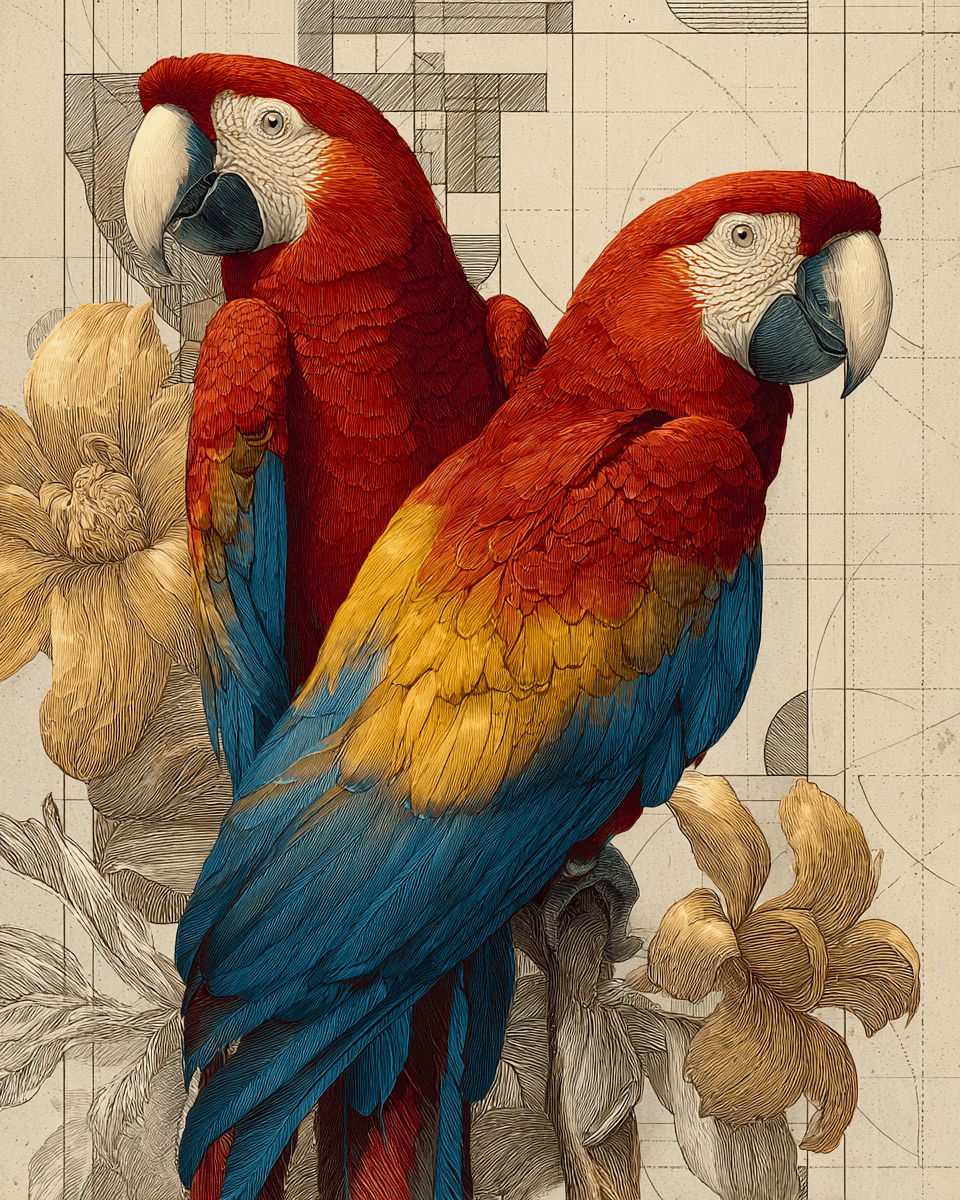 Mowbi – wholesale Konsttryck – Deco Ara - Djur från djurparken - Biophilisk vildkonsttryck - 8"x10" konstverk för 11"x14" ram10