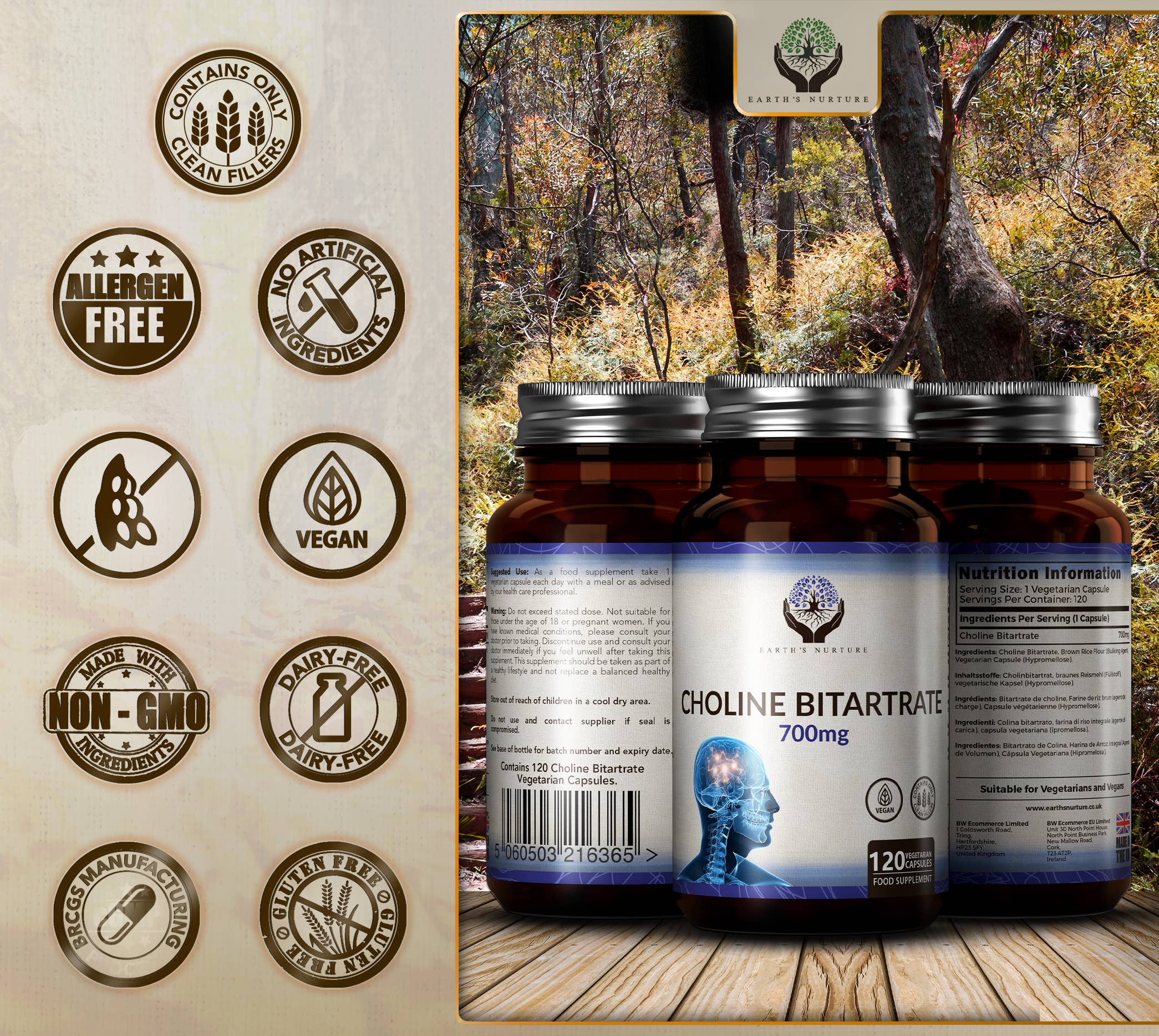 Focus Supplements - Vente Supplément oral/vitamine - Bitartrate de choline (700 mg) 120 gélules3