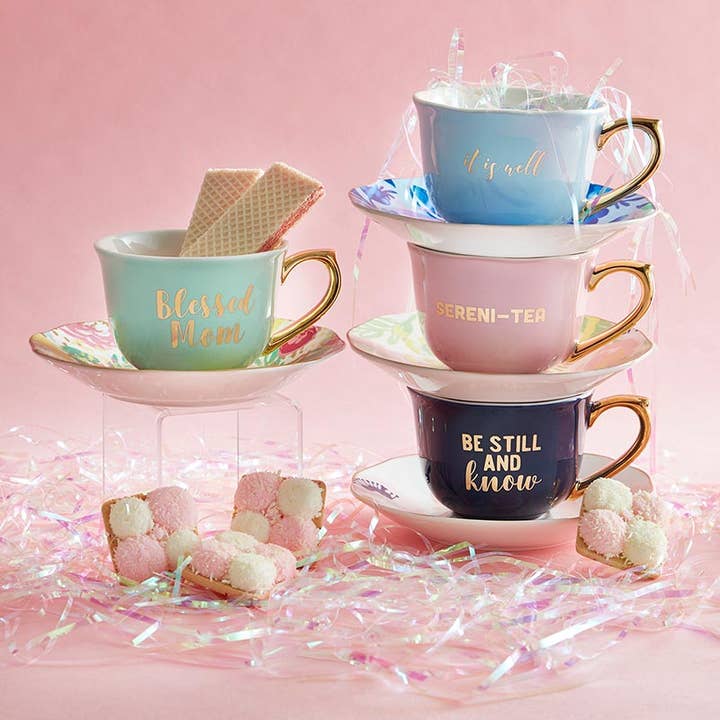 Faithworks by Creative Brands - Wholesale Coffee/Tea Cup - Tea Cup & Saucer - Sereni-tea