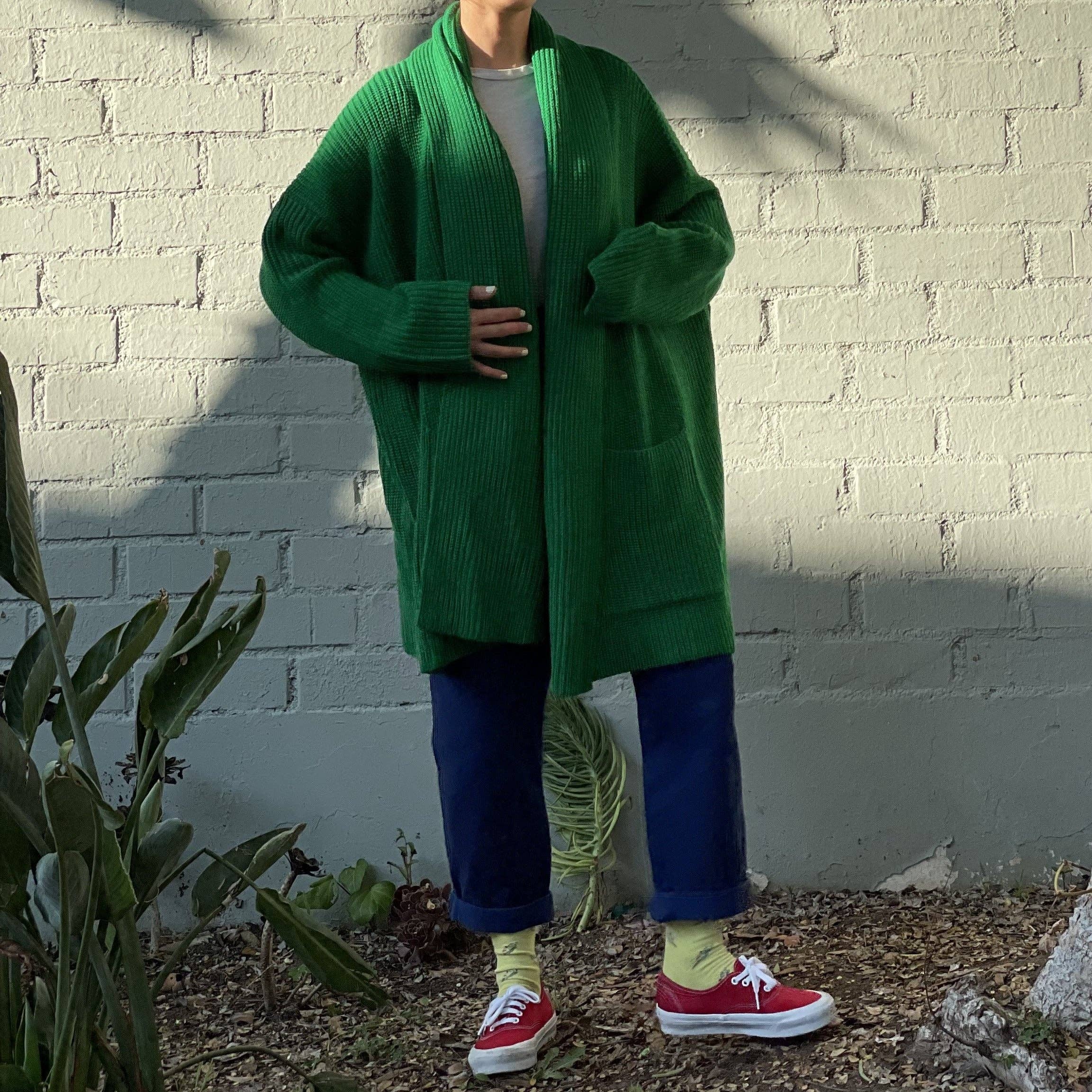 Kelly Grün Großer Strickcardigan in Kelly-Grün für den Großhandel auf Faire4