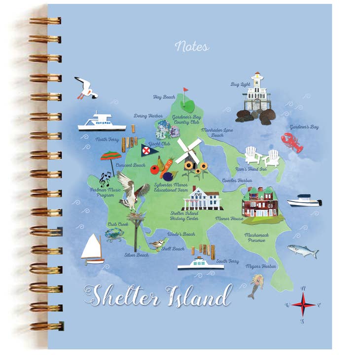 "Shelter Island Journal" – Artistic Island Keepsake for wholesale by Lilybart LLC