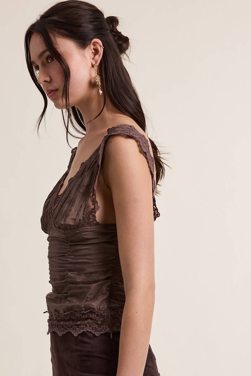 Sky to Moon - Wholesale Tank Top - Women's - SCALLOP SHAPE FLORAL LACE WIDE STRAP CAMI TOP9