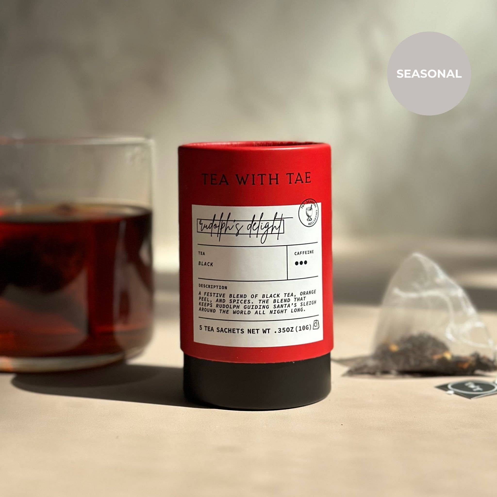 Tea with Tae - Wholesale Tea Bags - Rudolph's Delight Holiday Mini Tube Gift (5 tea bags)1