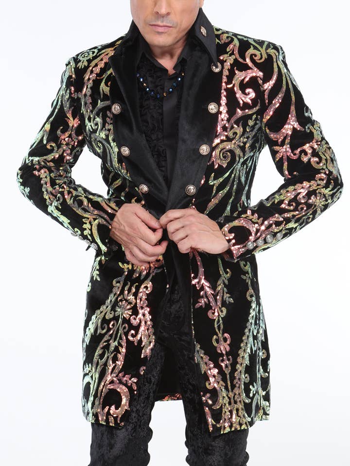 lång paljettkappa för män, viktorianskt guld för wholesale av Angelino