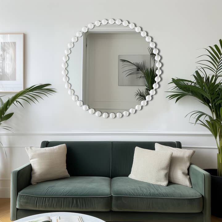 Olliix - Wholesale Wall Mirror - Round Iron Framed Wall Decor Mirror, Matte White3