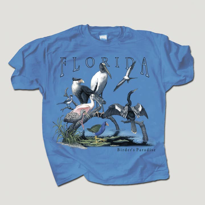 T-shirt per adulti Florida Birds 100% cotone HW per la vendita all'ingrosso da parte di Atlas Screen Printing