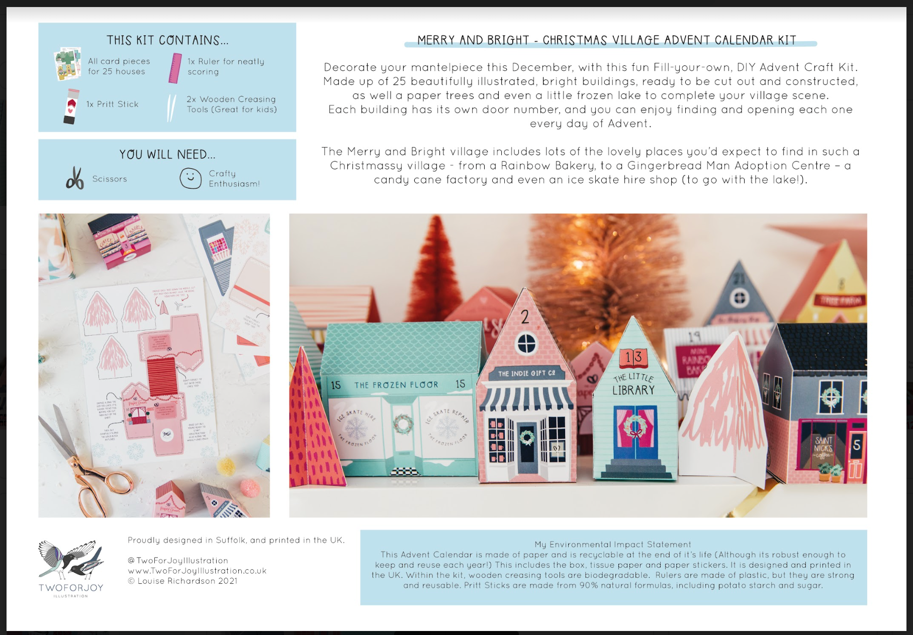 Two For Joy Illustration - Wholesale DIY Craft Kit - Merry and Bright Village Advent Calender DIY Crafty Project5