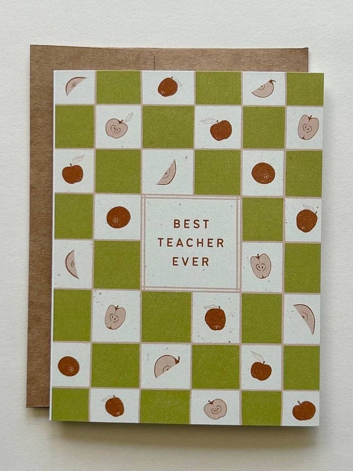 Checkers + Apples Teacher Card for wholesale by Chelsea Calkins Design