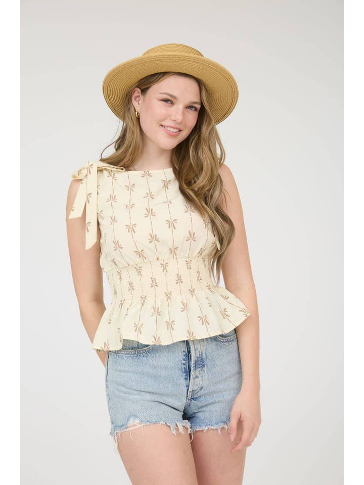 MINE - Wholesale Blouse - Women's - BOW LINE PATTERN TIE SHOULDER SLEEVELESS BLOUSE6