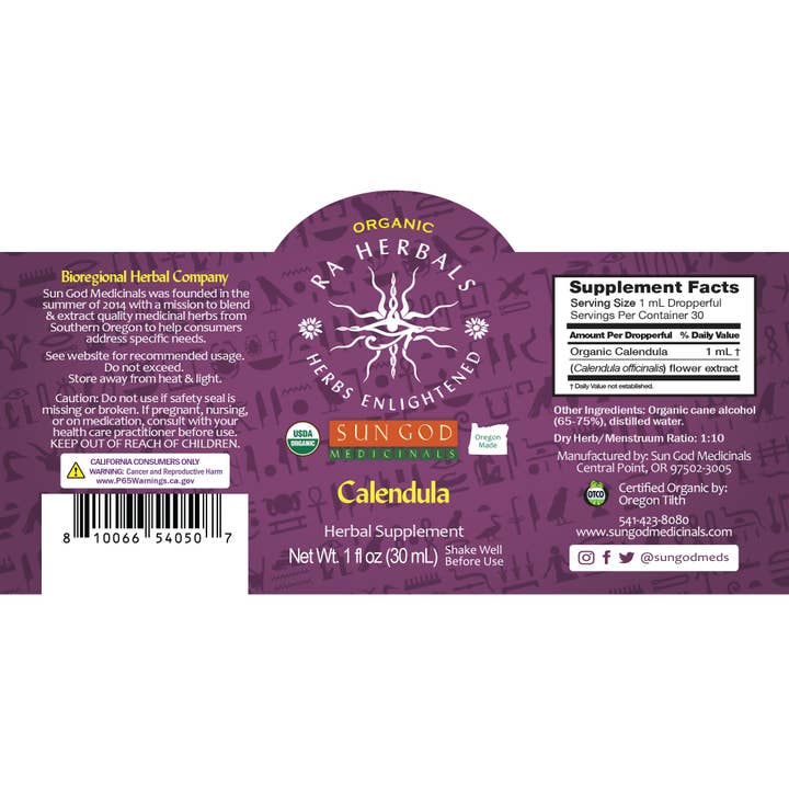 Sun God Medicinals – wholesale Tincture – Organic Calendula Tincture 1oz
