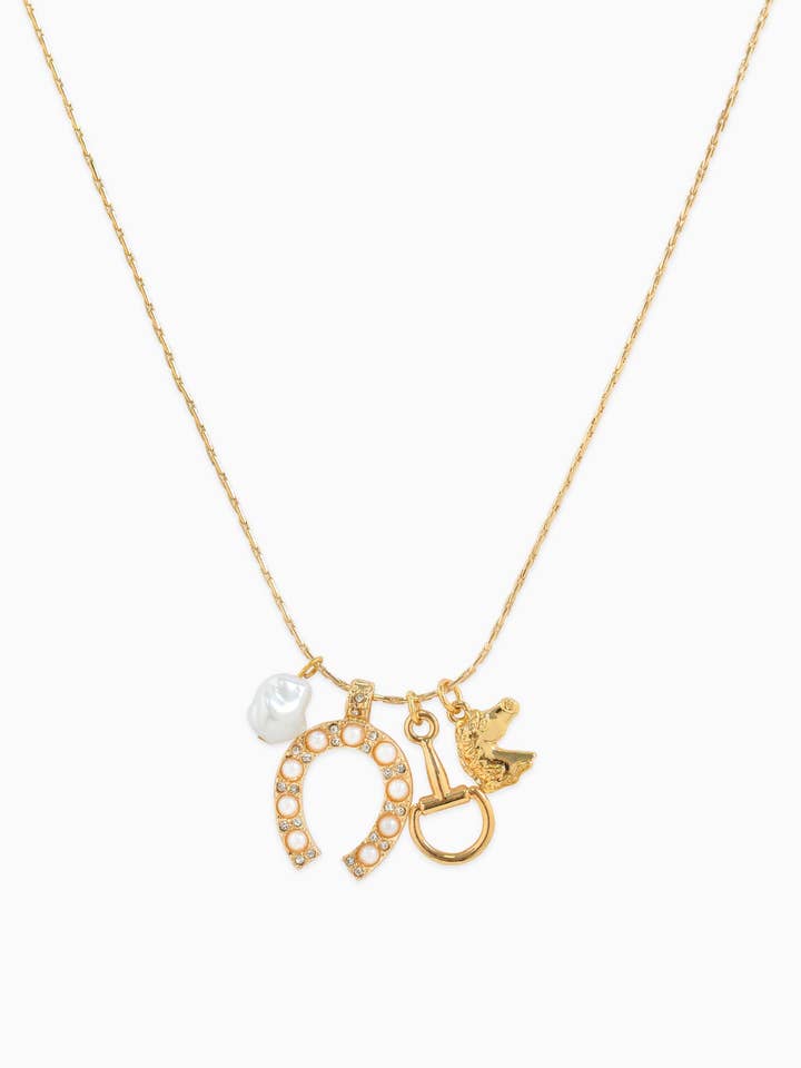 Western Pearl Horse Bit Shoe Charm Necklace for wholesale by Sessori