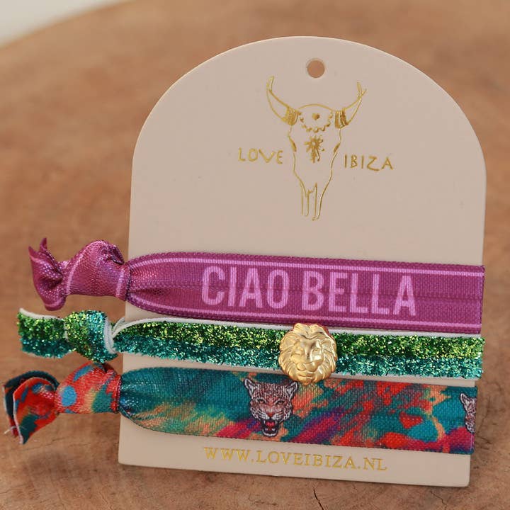Elastici Ibiza ciao bella glitter per la vendita all'ingrosso da parte di Love Ibiza