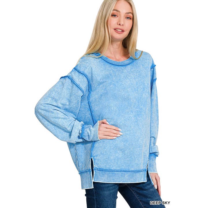 Apolline - Wholesale Sweatshirt - Women's - Acid wash f terry exposed-seam sweatshirt6