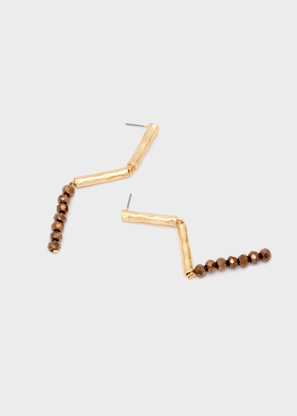 NALI' - Wholesale Dangle Earrings - ALMA LONG EARRINGS W/ BEADS BRONZE - N642