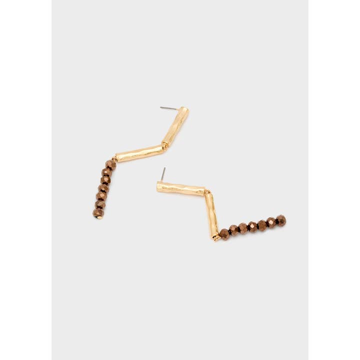 NALI' - Wholesale Dangle Earrings - ALMA LONG EARRINGS W/ BEADS BRONZE - N642