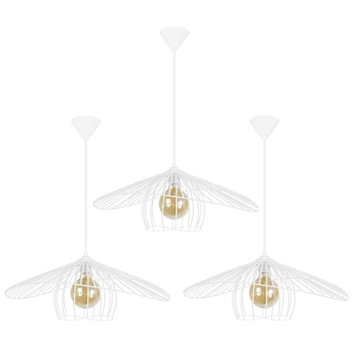 LADY BIS-LOT 3 - Lámpara colgante de metal geométrica blanca para venta al por mayor de Tosel Shop