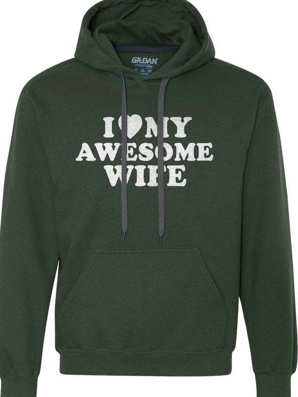 Valentines Day Gift - I Love My Awesome Wife - Hoodie Sweatshirt, Husband Gift Anniversary Gift - Birthday Gift - Unisex Hoodie for wholesale by EBOLLO