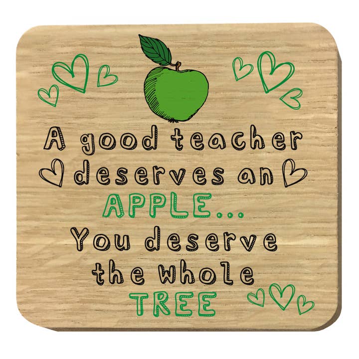 Coaster / Drink / Beer / Mat | Oak Veneer | Teacher Gift for wholesale by Close to the Bone Greeting Cards and Gifts