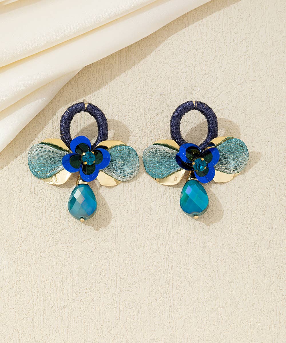 Blossom bijoux - Wholesale Dangle Earrings - Crystal Flower Drop Stud Earrings – 26AHBOL0365