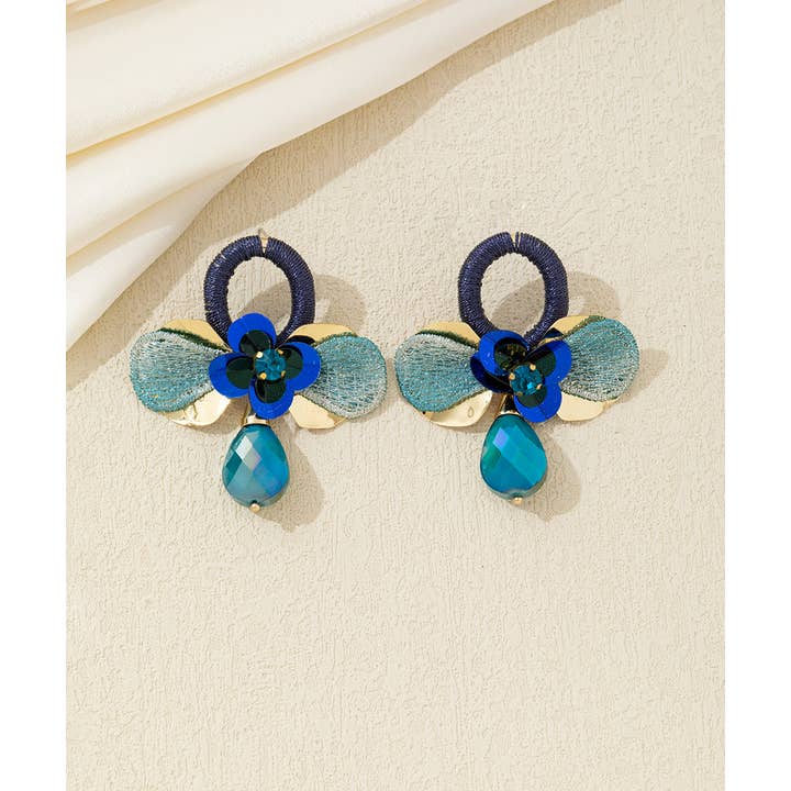 Blossom bijoux - Wholesale Dangle Earrings - Crystal Flower Drop Stud Earrings – 26AHBOL0365
