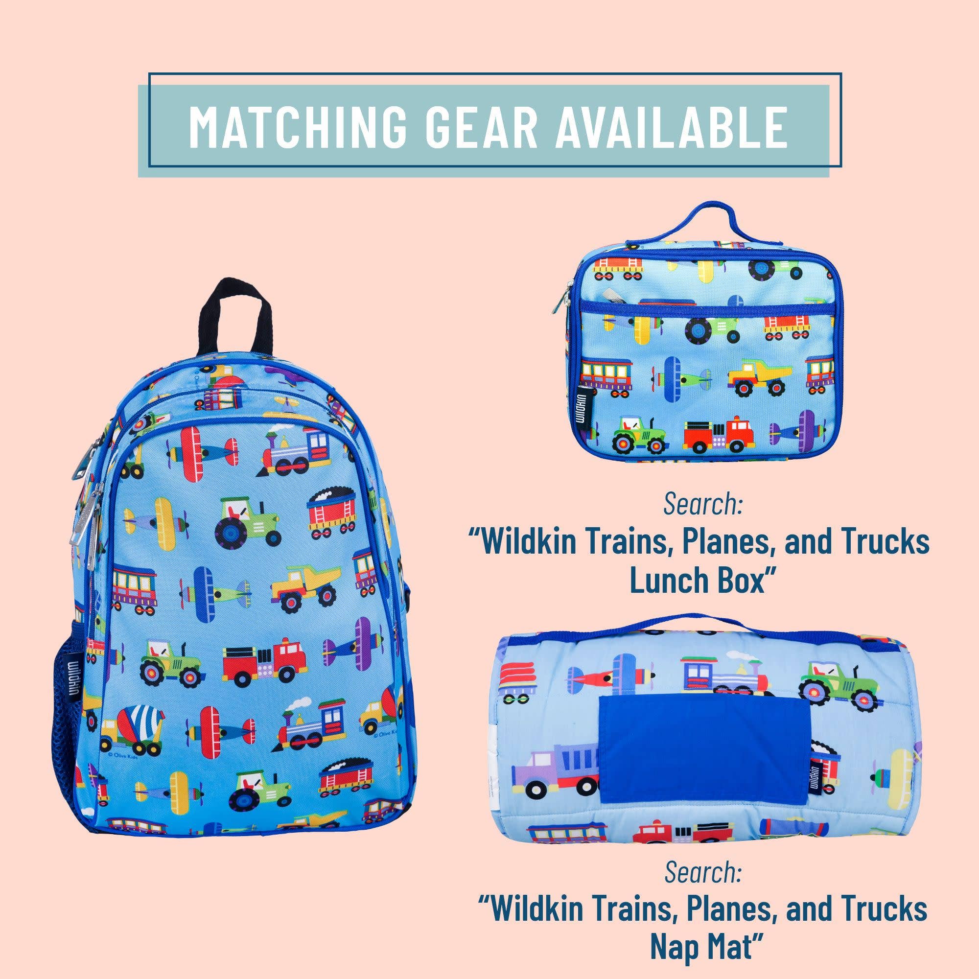 Wildkin - Wholesale Backpack - Kids - Trains Planes and Trucks Backpack - 15 Inch2