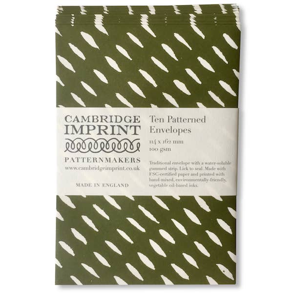Cambridge Imprint - Wholesale Envelopes - Packet of Ten Patterned Envelopes Seed Olive0