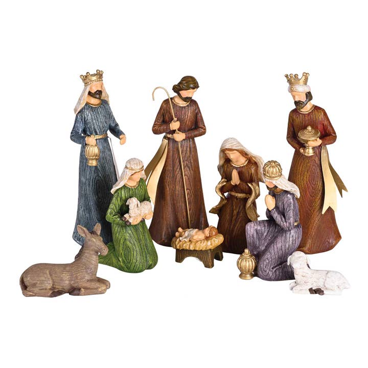 Nativity 9 Piece 8H Colorful Wood Look for wholesale by Dicksons