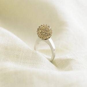 Celebrity 'Seattle Dream' Sterling Silver Plated Gold 12mm Czech Crystal Disco Ball/Shamballa Ring for wholesale by Liberty Charms